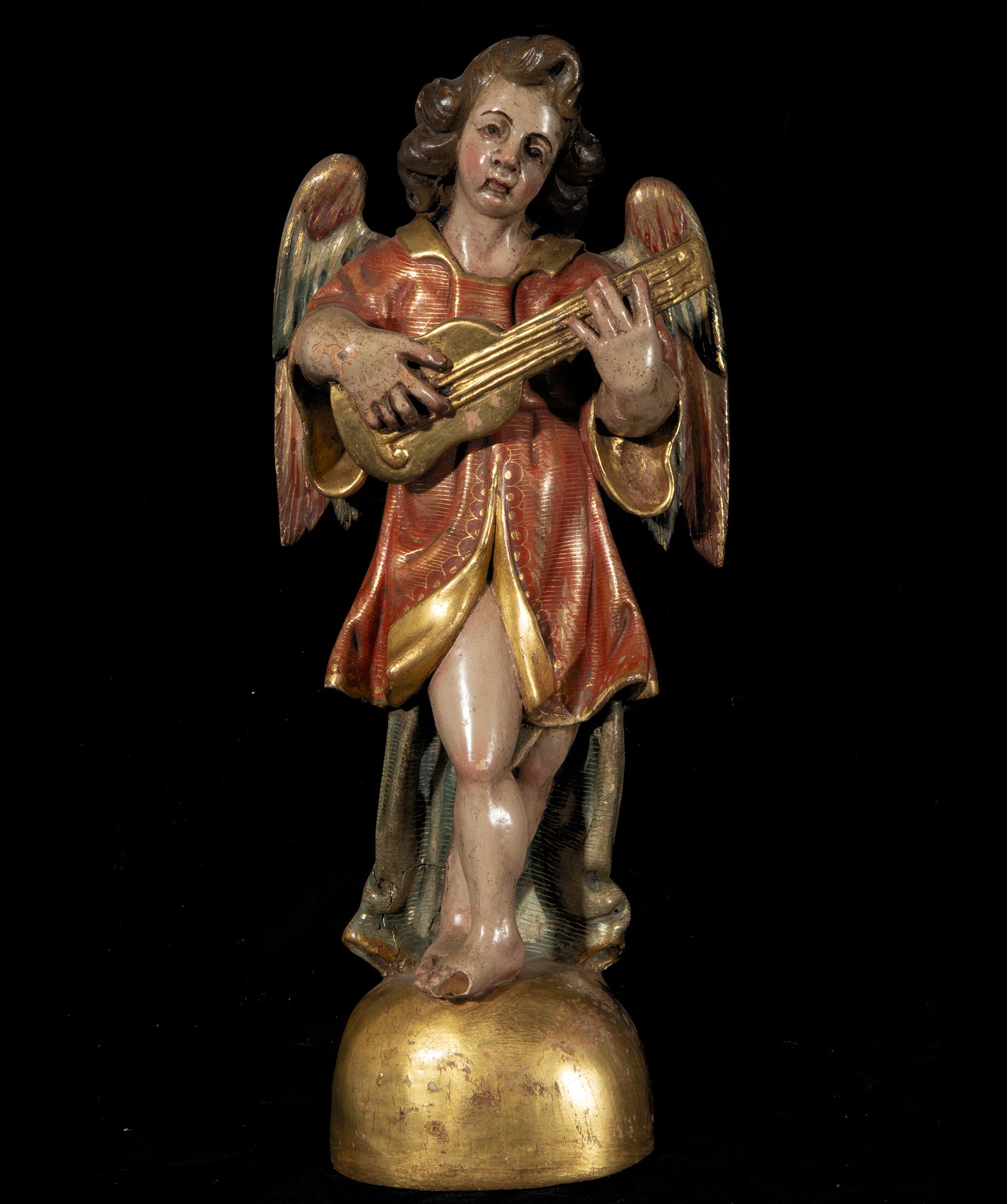 Pair of Elegant Portuguese or Sevillian Musician Angels from the late 16th century. Early 17th centu - Bild 2 aus 12