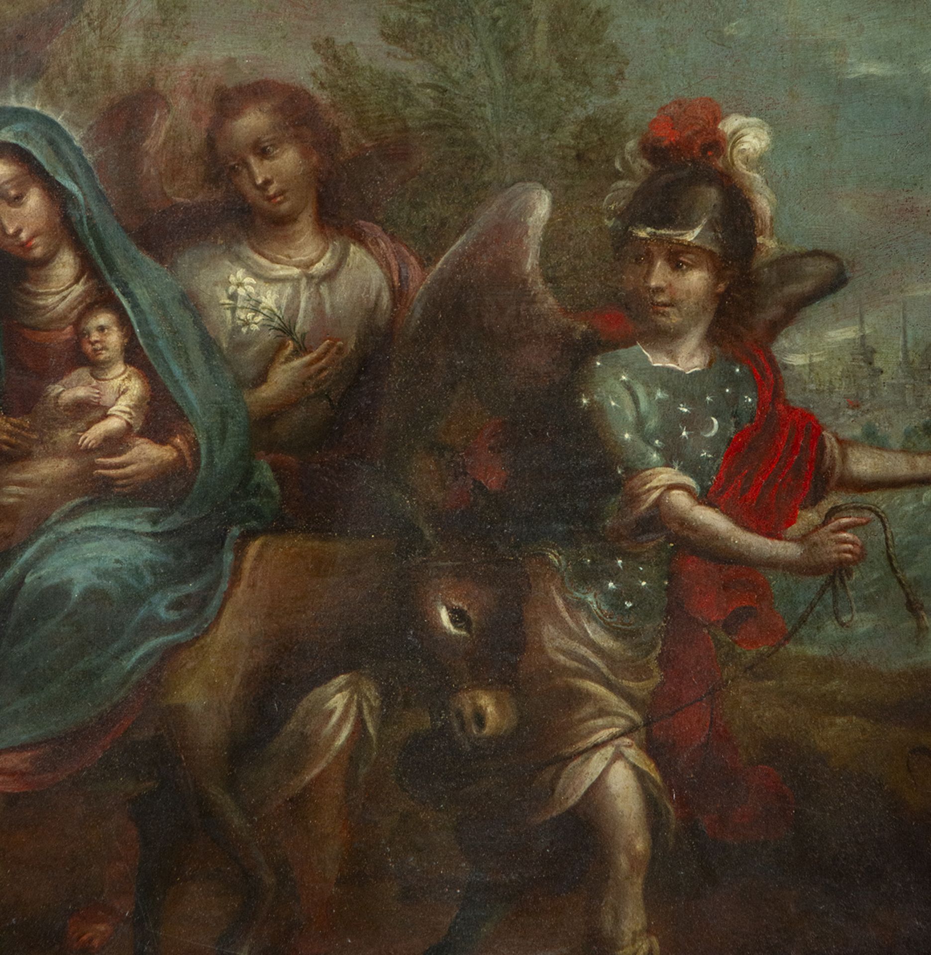 Nicolás Enríquez (1722-1787), large oil painted copper, "Rest in the Flight into Egypt", signed, 18t - Bild 2 aus 4