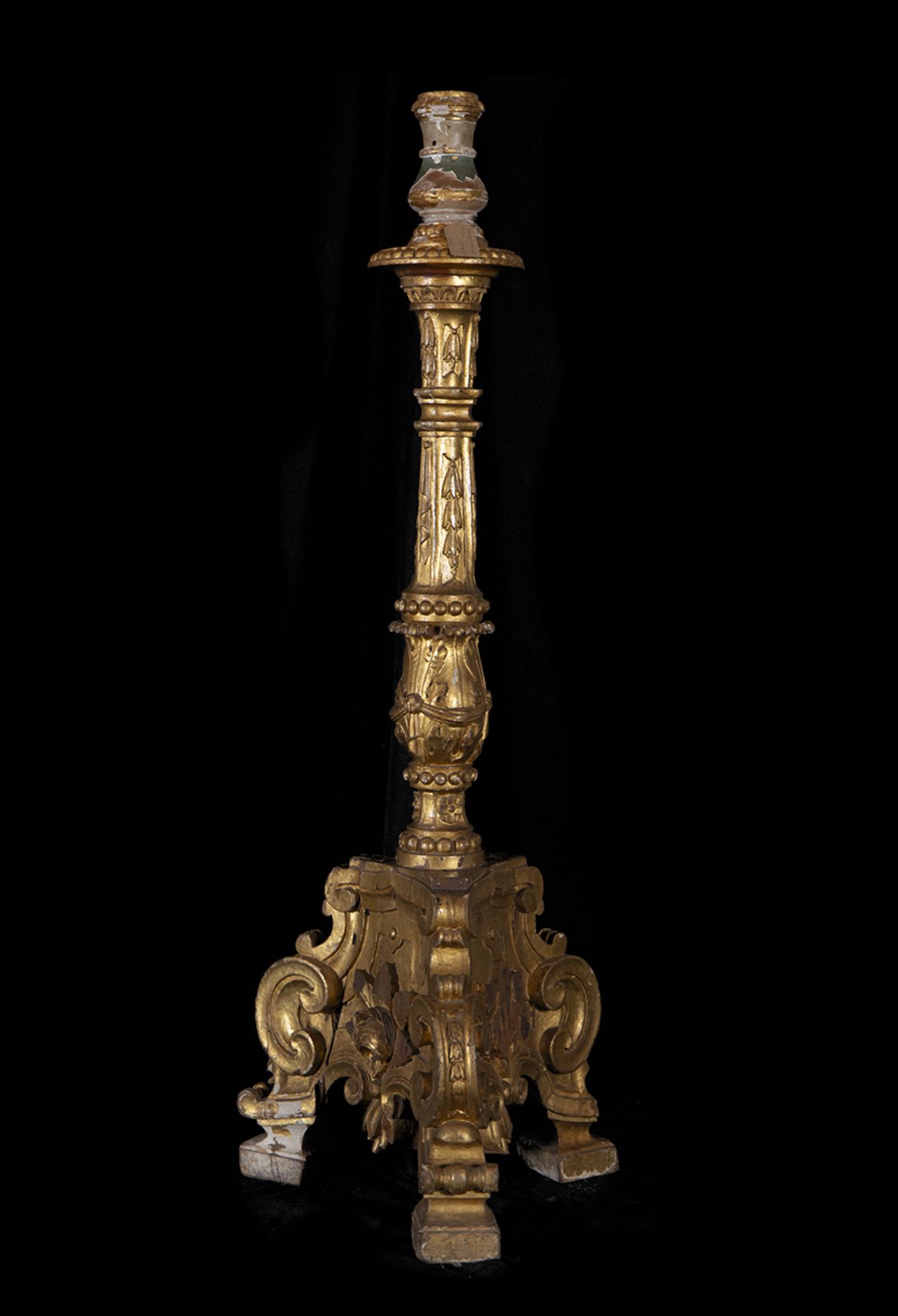 Large Portuguese torch holder in gilded wood, 18th century - Image 5 of 7