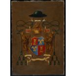 Archbishop's coat of arms on canvas, 19th century European school