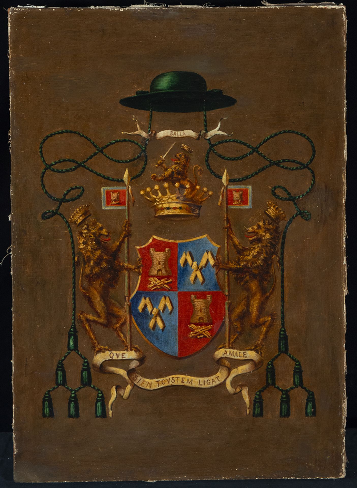Archbishop's coat of arms on canvas, 19th century European school