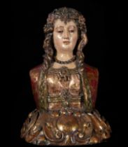 Large Rococo Reliquary Bust of the Vienna School of Saint Helena, 18th century Central European work