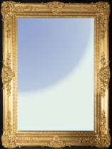 Important Large French Louis XV Style Frame in fine gold-gilded wood and molding, wooden core, 19th