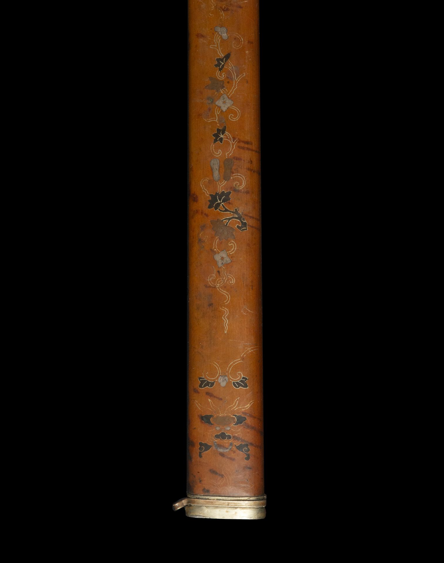 Chinese Imperial Guard sword in steel with copper sheath decorated with gold and silver thread, Qing - Image 5 of 5