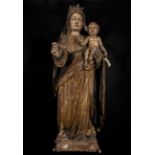 Massive Crowned Virgin and Child from Southern Portugal, Late Portuguese Romanist school, transition