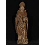 Large Gothic Carving of Saint Nicholas, Medieval work from the Brabant school of the 15th century