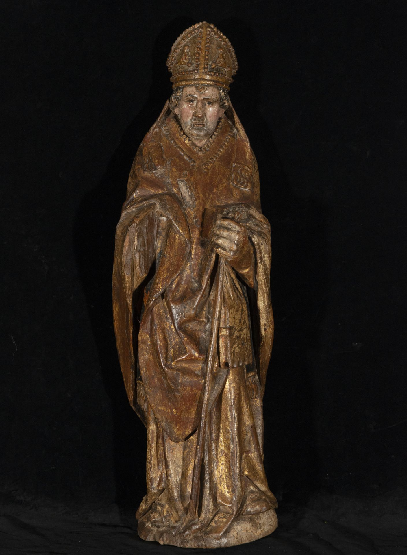 Large Gothic Carving of Saint Nicholas, Medieval work from the Brabant school of the 15th century