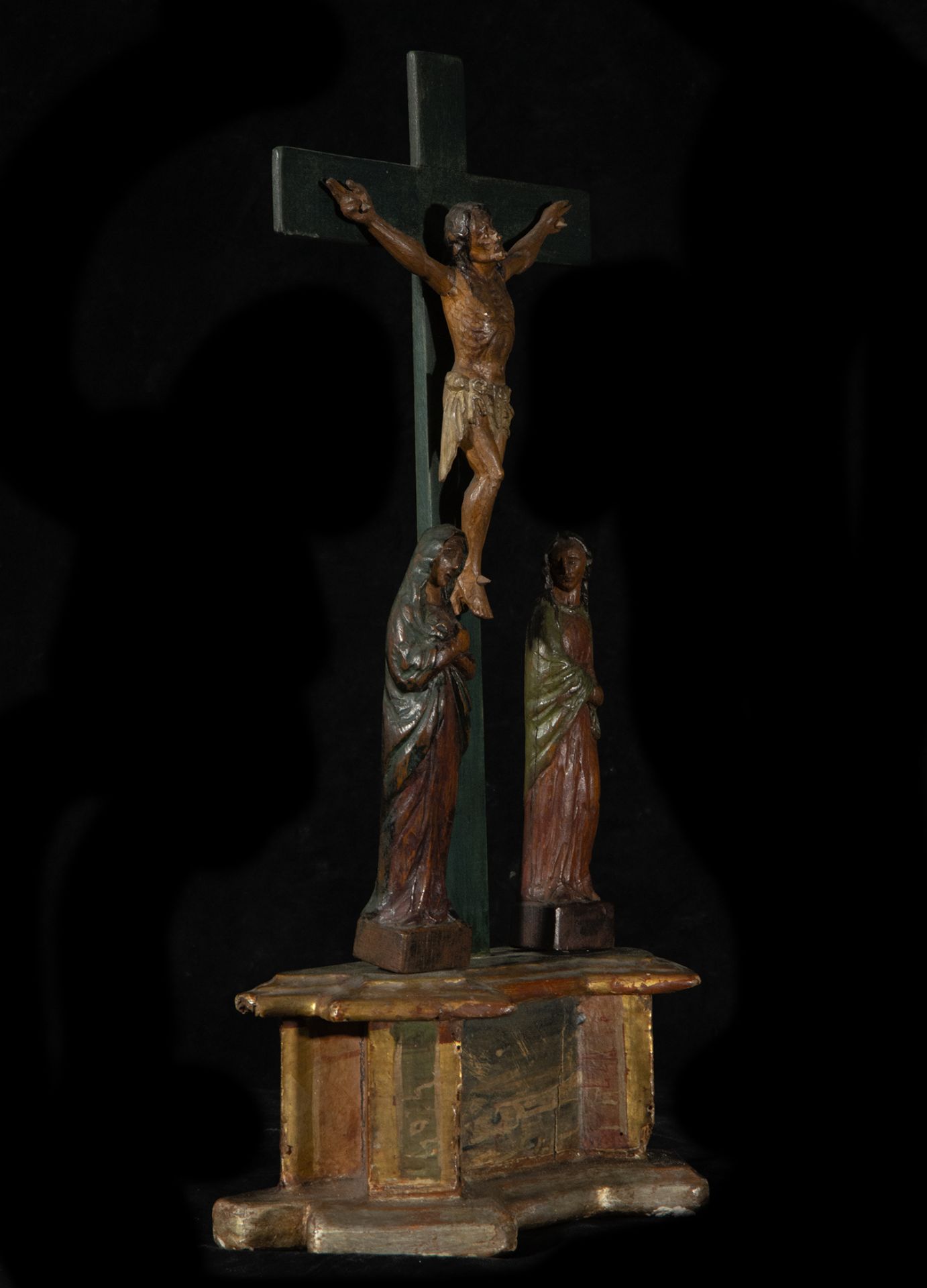 Portuguese colonial tabletop Calvary from the 16th - 17th centuries, Goa, in Teak wood - Image 5 of 6