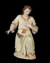 Very Decorative Large Baroque Angel from the Baroque school of Bavaria or Zurich in carved and gilde
