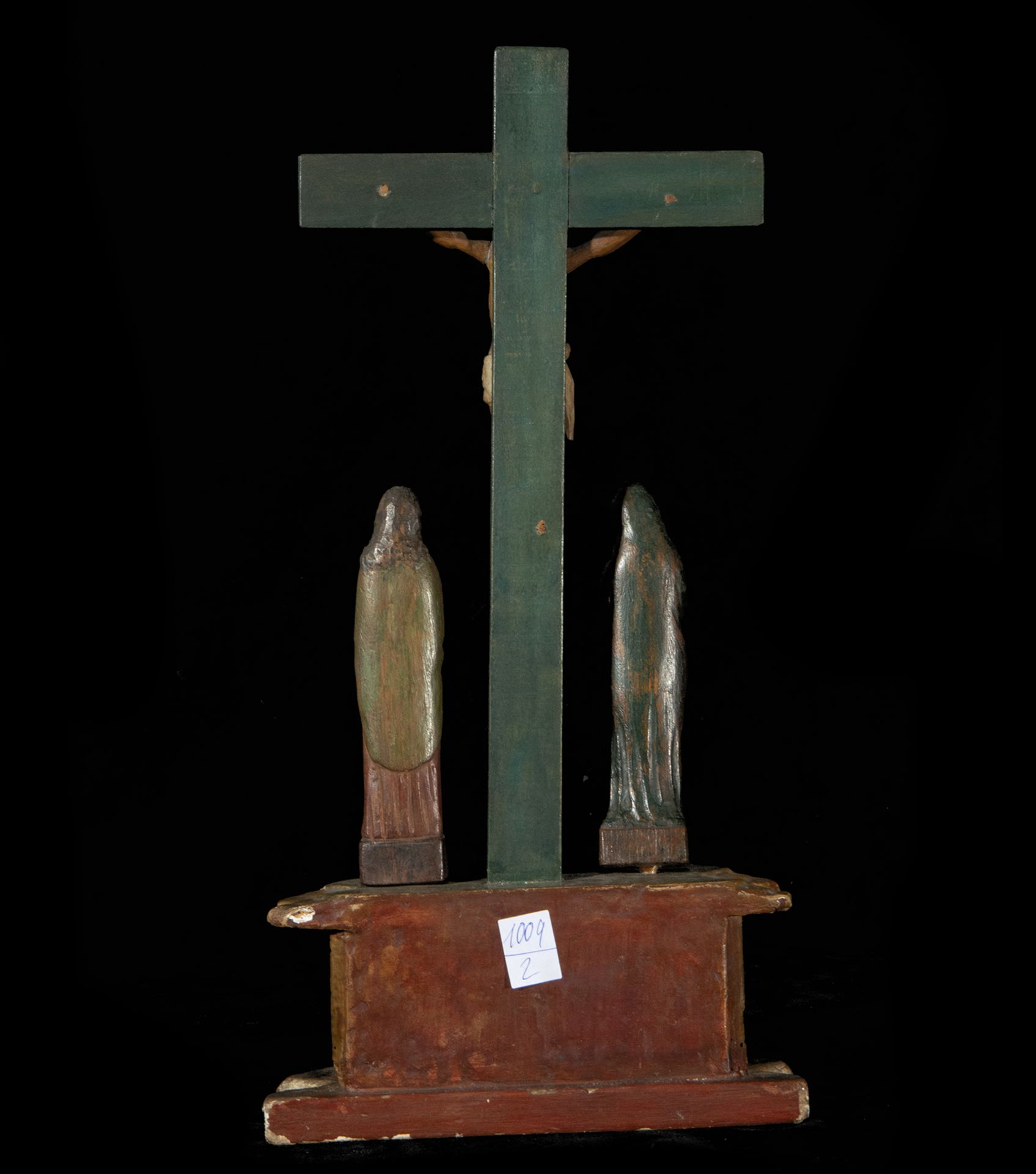 Portuguese colonial tabletop Calvary from the 16th - 17th centuries, Goa, in Teak wood - Image 6 of 6