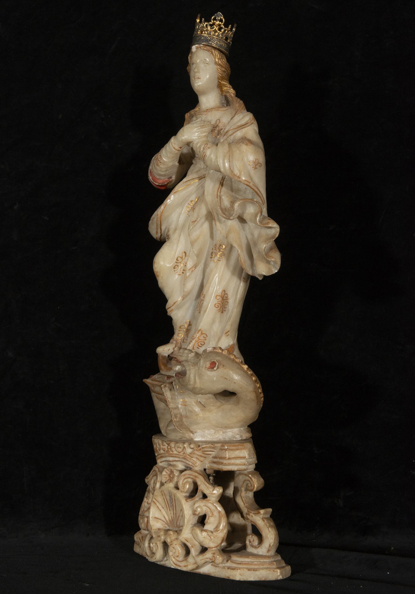 Magnificent Immaculate Virgin of Trapani in Alabaster from the end of the 17th century beginning of  - Bild 3 aus 5