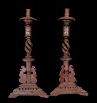 Pair of Large Torcheres with Carmelite shields, Peruvian colonial work from the 18th century, Vicero