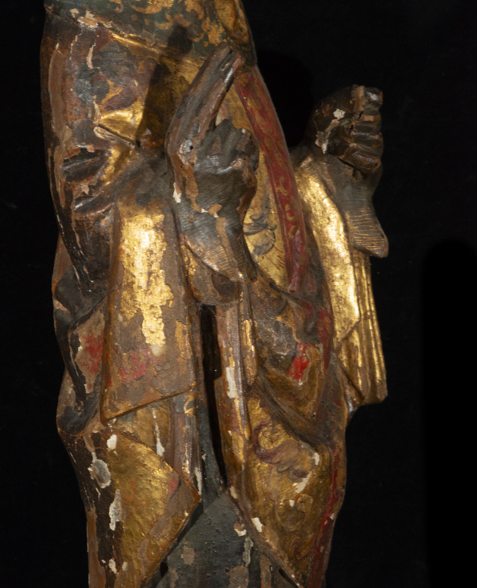 Important Large carving of Saint Peter, Mechelen Gothic, Medieval Flemish work from the mid-15th cen - Bild 8 aus 9