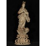 Magnificent Immaculate Virgin of Trapani in Alabaster from the end of the 17th century beginning of 