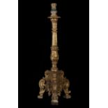 Large Portuguese torch holder in gilded wood, 18th century