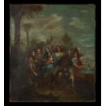 Nicolás Enríquez (1722-1787), large oil painted copper, "Rest in the Flight into Egypt", signed, 18t