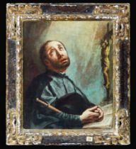 Saint John Nepomuceno with old frame from the 18th century Venetian school period, Italy