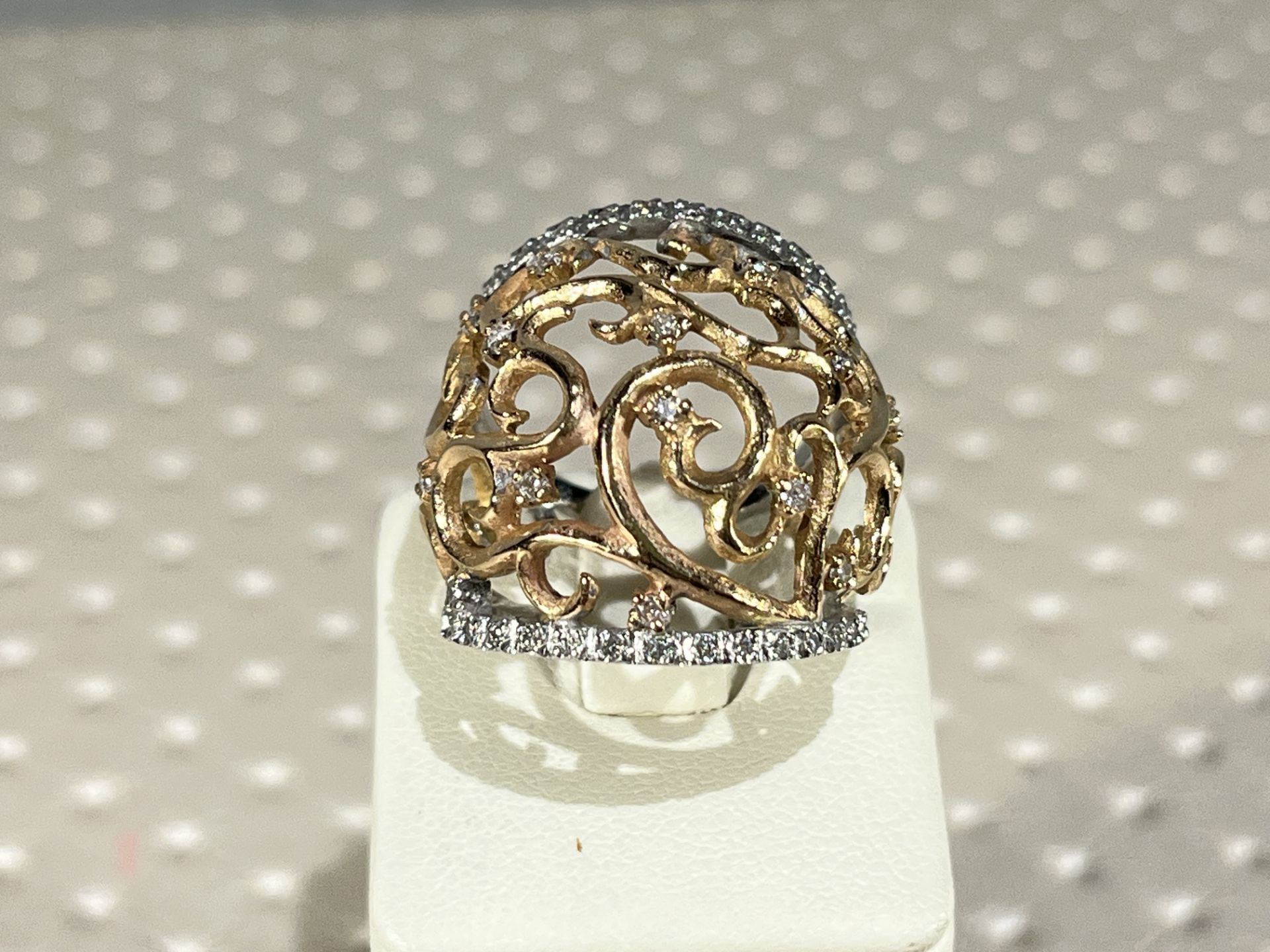 18k white and rose GOLD ring - Brilliant cut diamonds 0.60 ct - Weight: 11.7 gr - Image 2 of 4