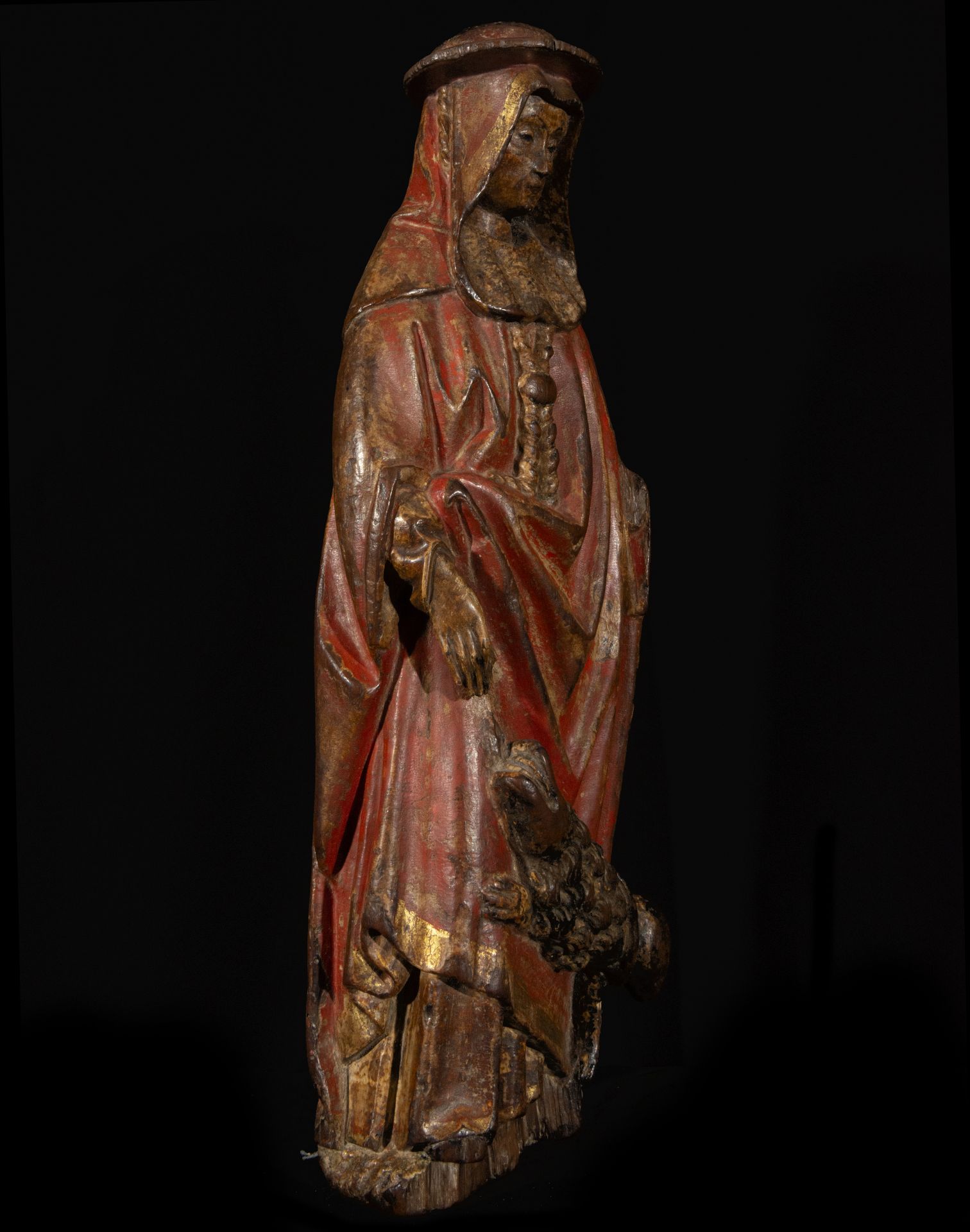Spectacular Gothic Carving from Mechelen of Cardenal from the 15th century, with original polychrome - Image 4 of 7