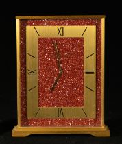 Jaeger le Coultre Table Clock in Red Porphyry color Enamel, 1960s