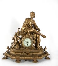 Large calamine clock representing Christopher Columbus, XIX - XX century