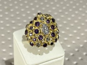 18k GOLD ring - Brilliant cut diamonds 1.20 ct - Brilliant cut amethysts 1.65 ct - Weight: 14.5 gr