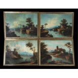 Set of four landscapes with views of lakes, 18th century Austrian school