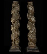 Pair of Italian Baroque Columns in the Solomonic style, 17th century