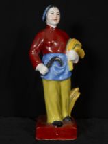 Chinese Workers, lot of 4 Chinese porcelain figures from the period of the Chinese Cultural Revoluti