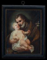 Italian school from the beginning of the 18th century, Saint Joseph with the Baby Jesus in his arms