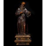 Boxwood figure from the 16th century representing Saint Francis of Paula, Italy, Genoese or Florenti