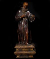 Boxwood figure from the 16th century representing Saint Francis of Paula, Italy, Genoese or Florenti