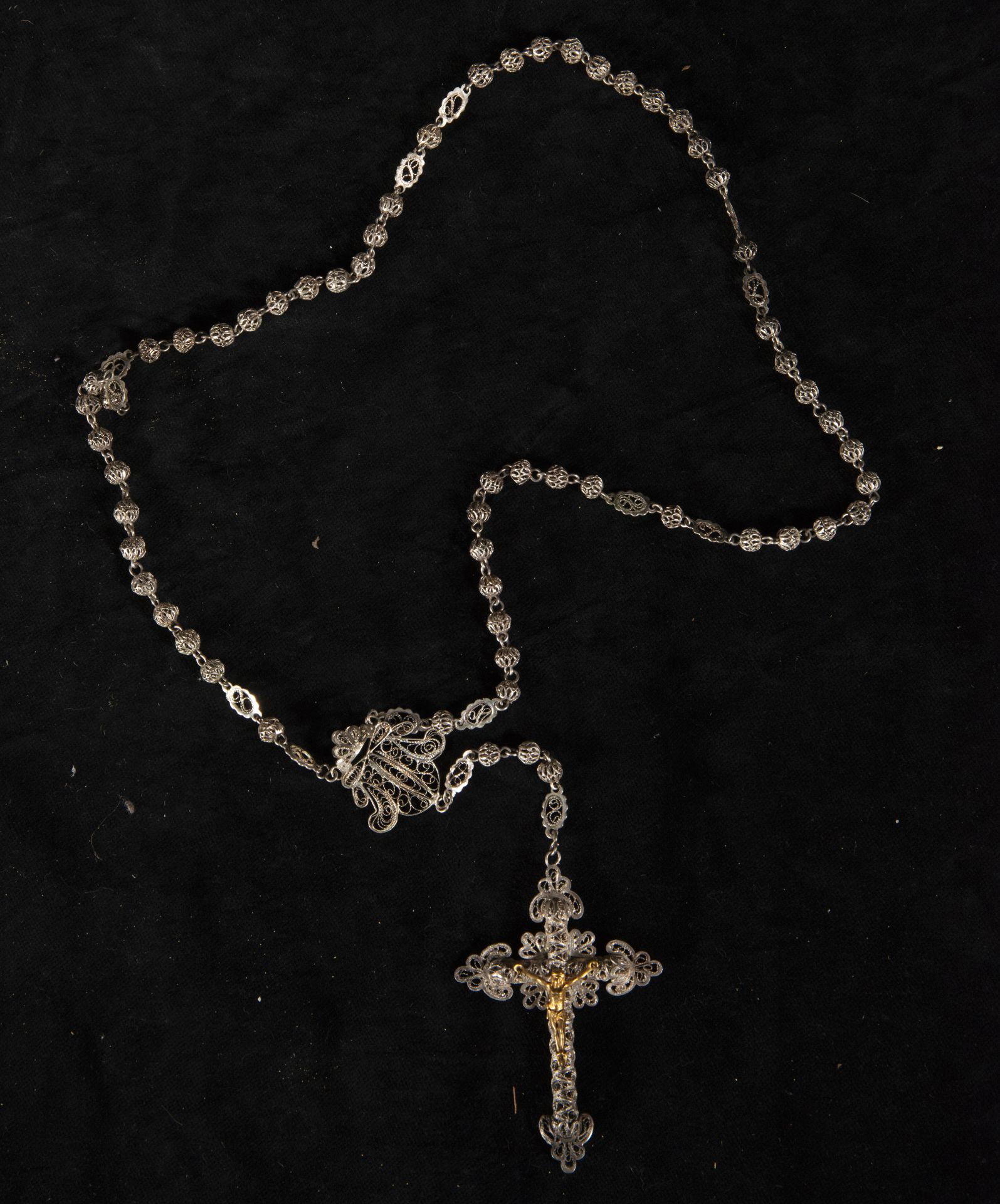 19th century silver filigree rosary