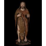 Large Portuguese Gothic Saint John the Baptist from the second half of the 15th century, in oak wood