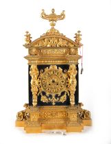 Charles X style mercury gilt bronze portico clock