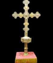 Important Valencian Gothic Processional Cross from the end of the 14th century, in fine gilded silve