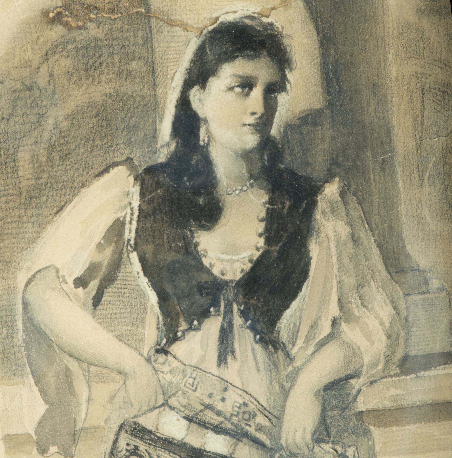 Girl Portrait Study, 19th century Valencian school - Image 2 of 3
