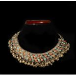 19th century Berber lady's necklace in silver, turquoise and red coral, around 1900