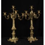 Pair of Large Candelabras in mercury-gilded bronze, 19th century