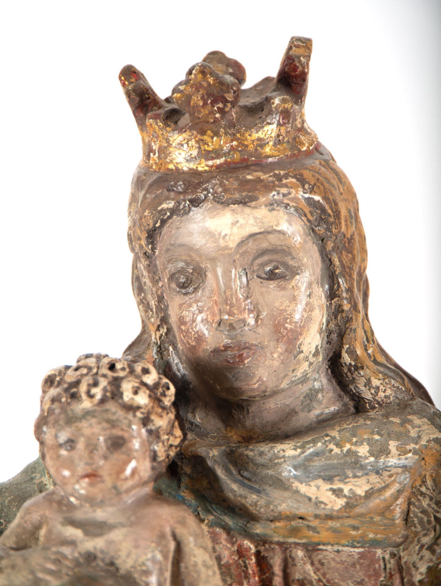 Virgin with Child in polychrome stone, Talleres de Malines, XV - XVI centuries - Image 11 of 14