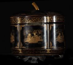 Chinese lacquer tea box, 19th century Cantonese work