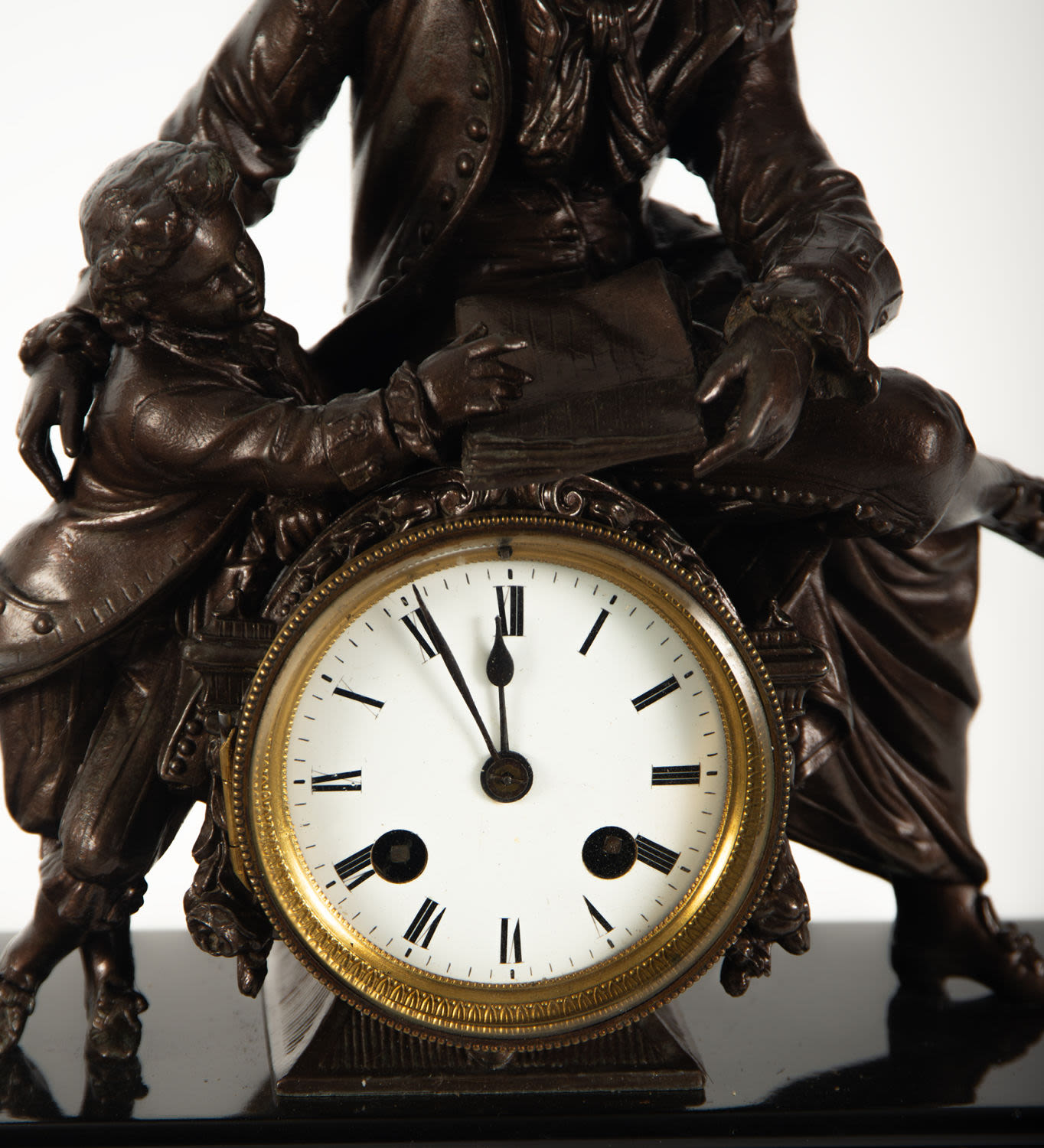 Table clock depicting "The Reading Lesson", 19th century - Image 3 of 6