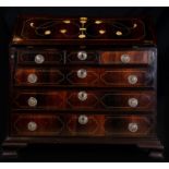 Drawing Chest with secretaire in Bone and Rosewood marquetry with Silver handles, Italy, 18th centur