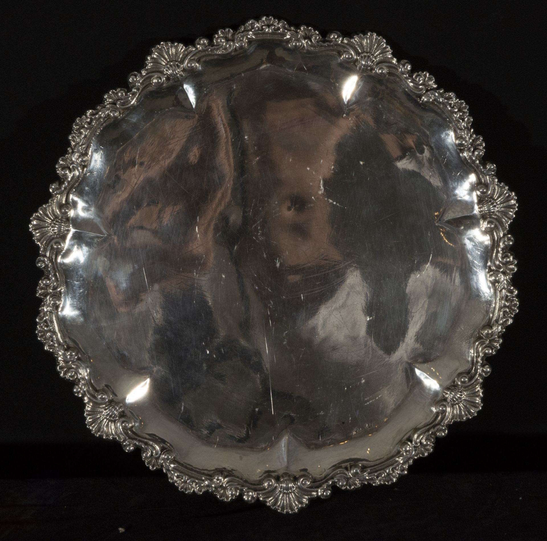 Platero López, 19th - 20th century, Madrid brands, pair of 925 sterling silver trays