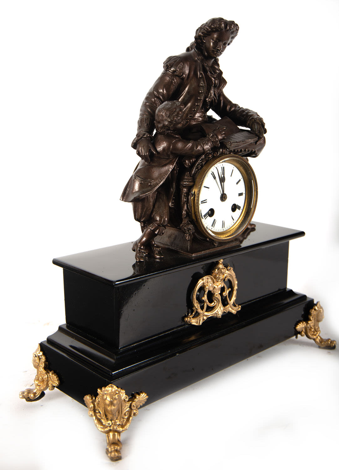 Table clock depicting "The Reading Lesson", 19th century - Image 2 of 6