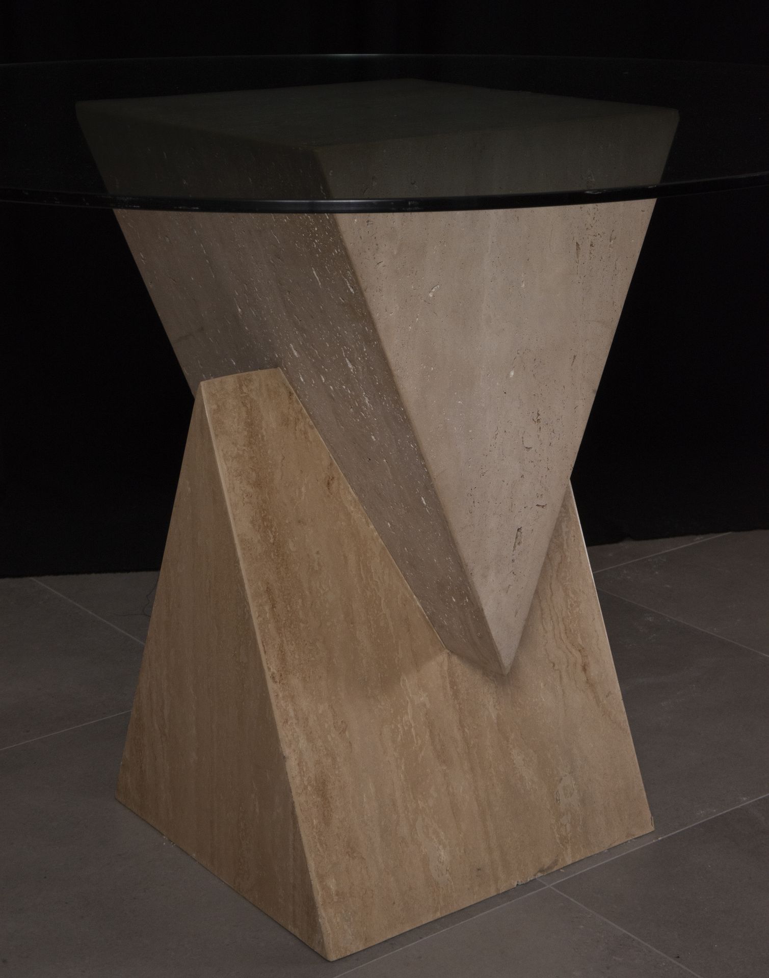Travertine marble and glass table - Bild 3 aus 4