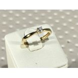 18k GOLD solitaire ring with brilliant cut diamond 0.14 ct