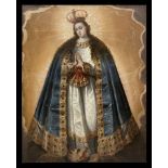 Large and Exquisite Virgin Immaculate in Glory, colonial school of New Granada from the early 18th c