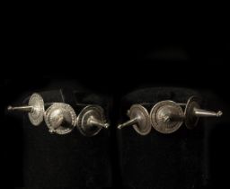 Pair of Berber silver Lady's earrings and denarii, around 1900