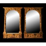 Pair of Baroque tabernacle frames, late 17th century, mirror mounted